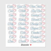 27カスタムゲストリスト名ブルー赤いハート シール (シート)