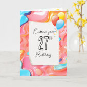 27サイケデリック誕生日の3D抽象芸術 カード (黄色い花)