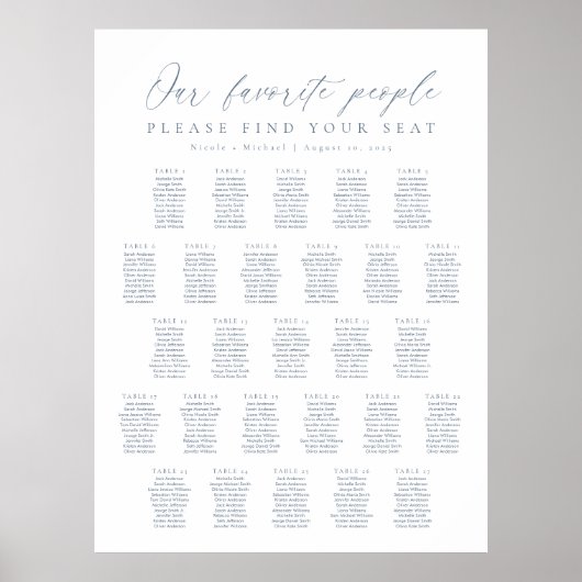 27テーブル私たちお気に入りのの人の座席表 ポスター (正面)
