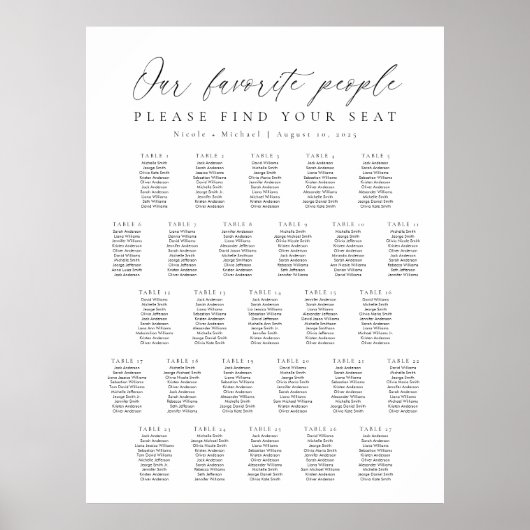 27テーブル私たちお気に入りのの人の座席表 ポスター (正面)