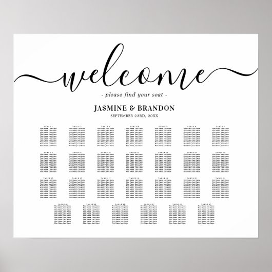 27卓の結婚式テーブル席次表 ポスター (正面)