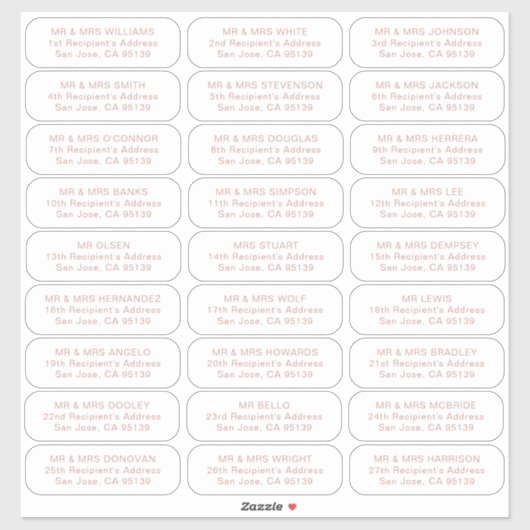 27名のシンプル受信者結婚のゲスト住所 シール (シート)