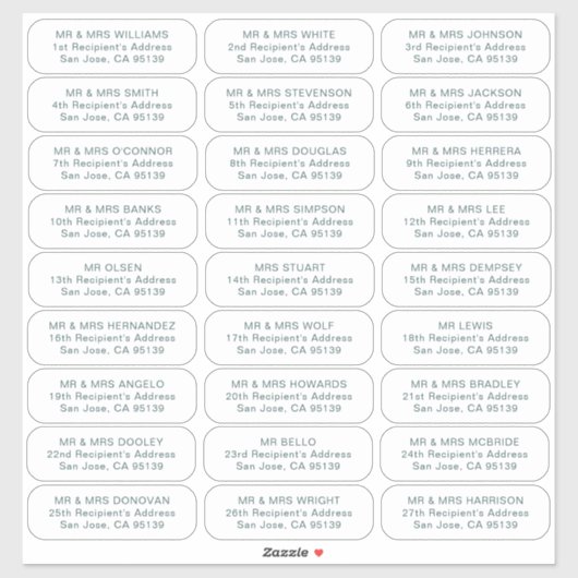 27名のシンプル受信者結婚のゲスト住所 シール (シート)