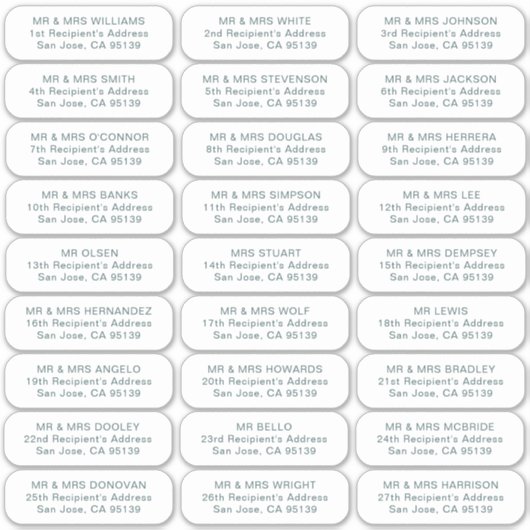 27名のシンプル受信者結婚のゲスト住所 シール (正面)