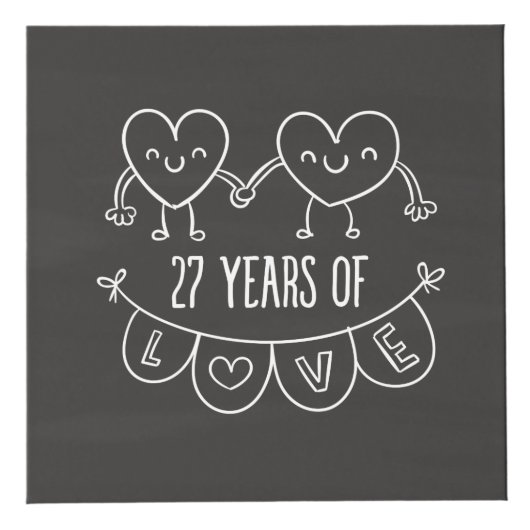 27周年記念ギフトチョークハート フォトキューブ (正面)