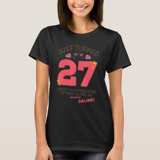 27回ワイン飲む27誕生日飲G Tシャツ (正面)