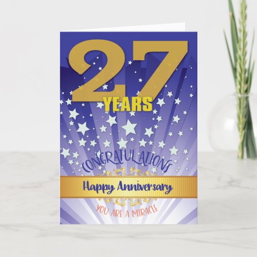 27年回復記念日 太字数字 カード (正面)