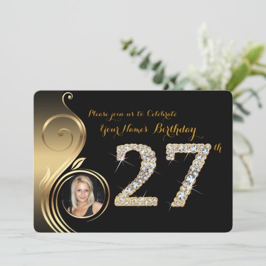 27日,誕生日招待状,数値ダイヤモンド,写真2 招待状 (スタンド正面)