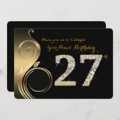 27日,誕生日招待状,数値ダイヤモンド,写真 招待状 (正面/裏面)
