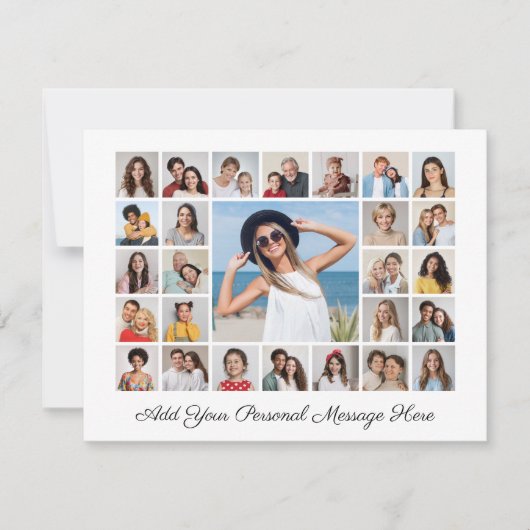 27枚の写真コラージュ 自分のメッセージを添えたグリーティングカード カード (正面)