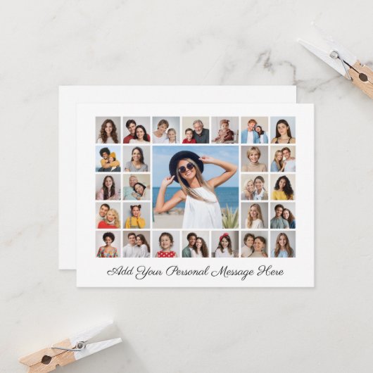 27枚の写真コラージュ 自分のメッセージを添えたグリーティングカード カード (正面/裏面インサイチュ)