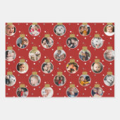 27枚モダンのフォトクリスマスオーナメント赤と白 ラッピングペーパーシート (正面)