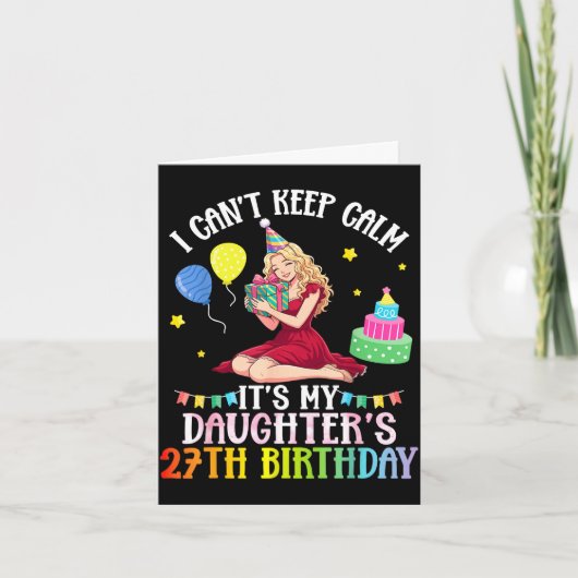 27歳の誕生日おめでとう!娘の誕生日ピンク カード (正面)