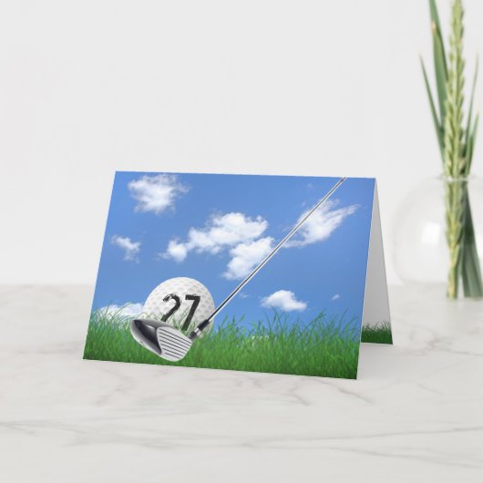 27歳の誕生日ゴルフボールとパター カード (正面)