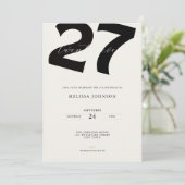 27歳の誕生日パーティーの招待状 - モダンな太字 招待状 (スタンド正面)