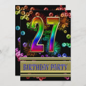 27歳の誕生日パーティーへの招待 招待状 (正面/裏面)