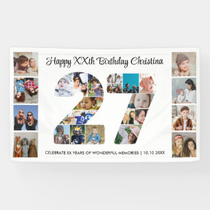 27歳の誕生日パーティーナンバー27フォトコラージュ 横断幕