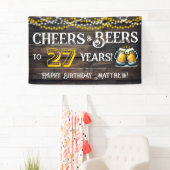 27歳の誕生日パーティーバナー Cheers and Beers to 27 Years 横断幕 (インサイチュ)