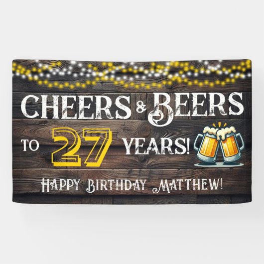 27歳の誕生日パーティーバナー Cheers and Beers to 27 Years 横断幕 (横)