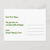 27歳の誕生日：ピンクのストライプとハート、虹色の27 ポストカード (裏面)