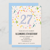 27歳シンプルの誕生日招待状紙吹雪モダン 招待状 (正面/裏面)