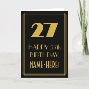 27番目の誕生日-アールデコは「27」と名前 カード
