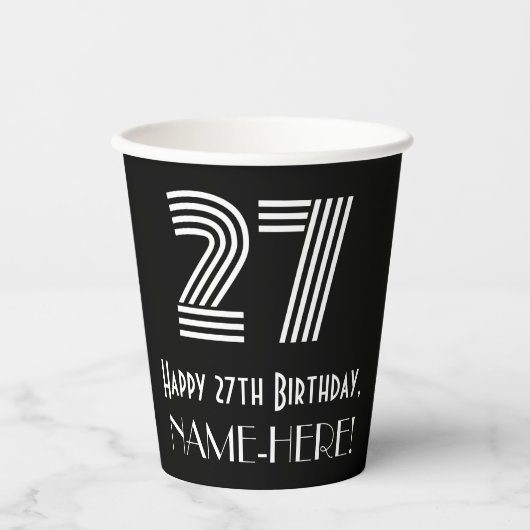 27番目の誕生日:インスパイアアールデコの検索「27」 +名前 紙コップ (正面)