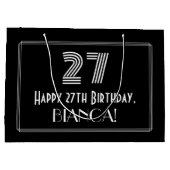 27番目の誕生日:インスパイアアールデコの「27」の外観と名前 ラージペーパーバッグ (裏面)