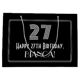 27番目の誕生日:インスパイアアールデコの「27」の外観と名前 ラージペーパーバッグ