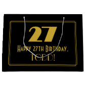 27番目の誕生日:インスパイアアールデコの「27」の外観と名前 ラージペーパーバッグ (正面)
