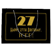 27番目の誕生日:インスパイアアールデコの「27」の外観と名前 ラージペーパーバッグ (裏面)