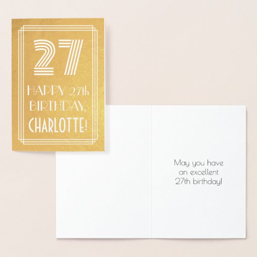 27番目の誕生日-インスパイアアールデコ検索"27" +名前 箔カード (ディスプレー)