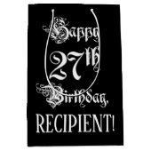 27番目の誕生日: ファンシー、スクリプエレガントト+名前をカスタムする ミディアムペーパーバッグ (正面)