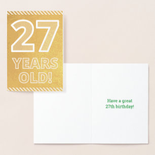 27誕生日はっきりした:「27歳!」 ゴールドフォイルカード 箔カード