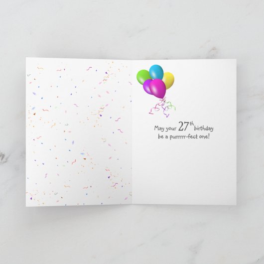 27誕生日バルーンカード付きタキシード猫 カード (内部)