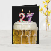 27誕生日ビールオンブラック カード (黄色い花)