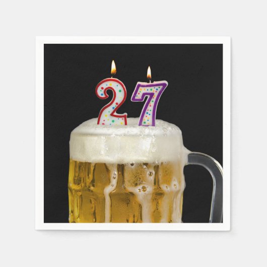27誕生日ビールオンブラック スタンダードカクテルナプキン (正面)