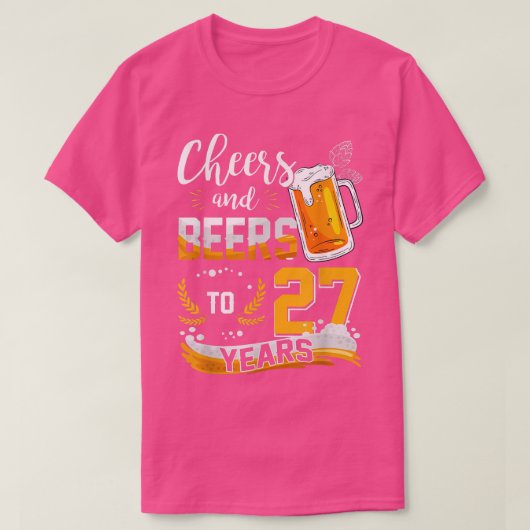 27誕生日応援とビール27年生まれ間 Tシャツ (デザイン正面)