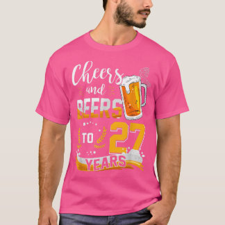 27誕生日応援とビール27年生まれ間 Tシャツ