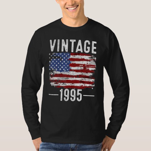 27誕生日米国国旗ヴィンテージ米国国旗1995 Tシャツ (正面)