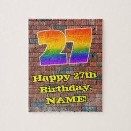 27誕生日:おもしろいグラフィティインスパイアレインボー27 ジグソーパズル