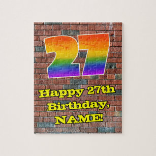27誕生日:おもしろいグラフィティインスパイアレインボー27 ジグソーパズル