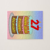 27誕生日:おもしろいケーキとキャンドル+名前をカスタムする ジグソーパズル (横)