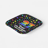 27誕生日:おもしろいスター柄と虹"27" ペーパープレート (傾斜あり)