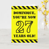 27誕生日:おもしろいステンシルスタイル文字、名前をカスタムする カード (黄色い花)