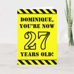 27誕生日:おもしろいステンシルスタイル文字、名前をカスタムする カード