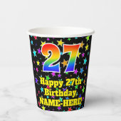 27誕生日:おもしろい星パターンと虹27 紙コップ (裏面)