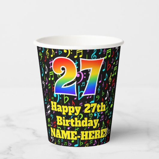 27誕生日:おもしろい音楽ノートPattern, Rainbow 27 紙コップ (正面)