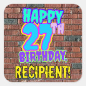 27誕生日-おもしろい、アーバングラフィティインスパイアルック スクエアシール (正面)