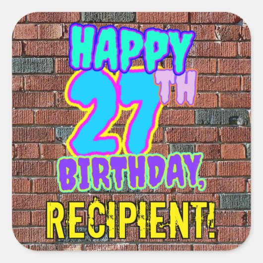27誕生日-おもしろい、アーバングラフィティインスパイアルック スクエアシール (正面)